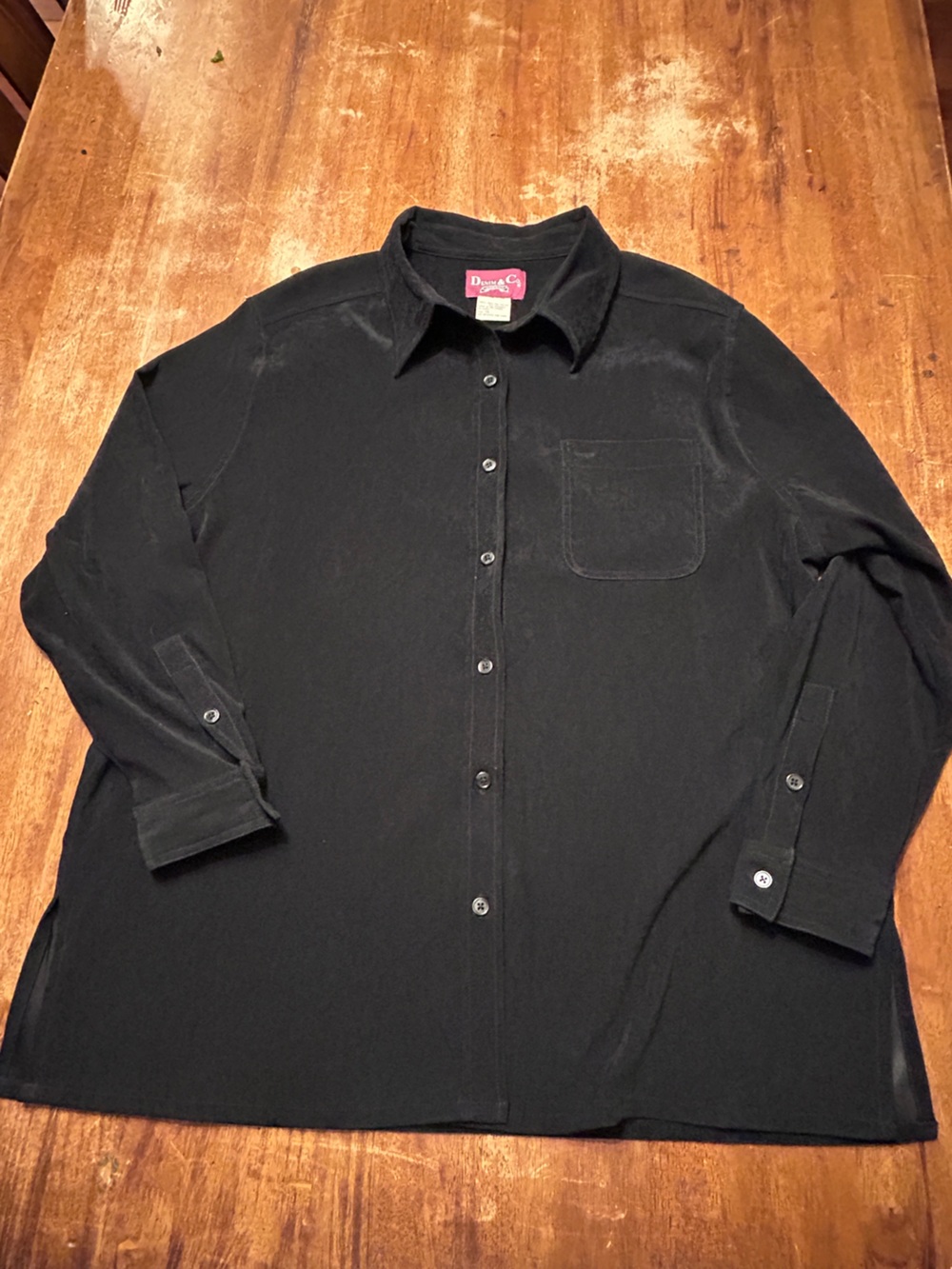 Vintage Denim and Co Black Suede Look Button-Down Workwear Shirt Jacket